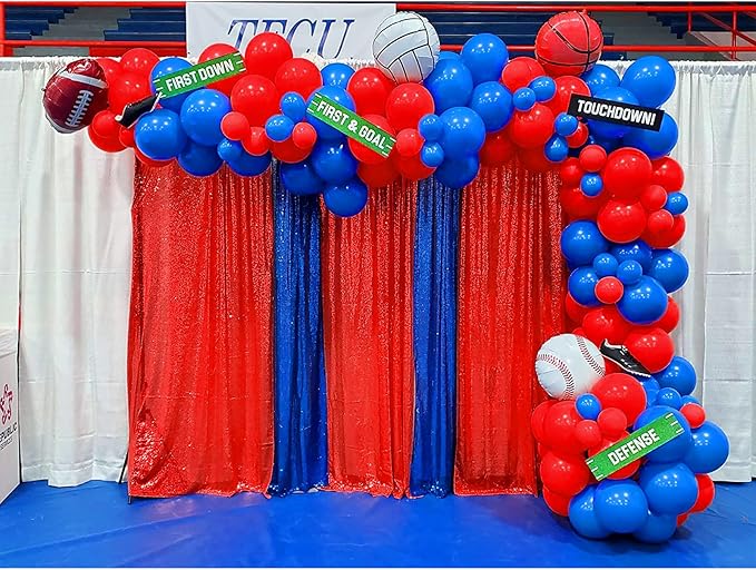 JYFLZQ Red Sequin Backdrop Curtains 2ft x 8ft 4 Panel Glitter Photo Booth Backdrops Sparkly Photography Background Drapes for Parties Wedding Bridal Showers