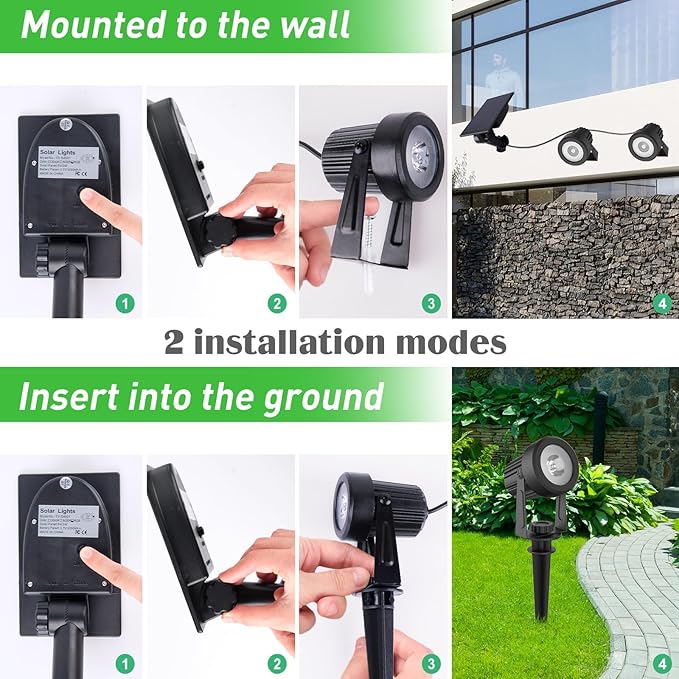 Solar Spotlights Outdoor White 6000K IP65 Waterproof 150 Lumen
