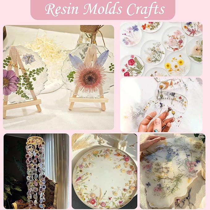 80 Pcs Dried Flowers for Crafts, Real Natural Dried Pressed Flowers in Vibrant Colors for Resin, DIY Art, Jewelry, Candle & Soap Making – Tweezers Included