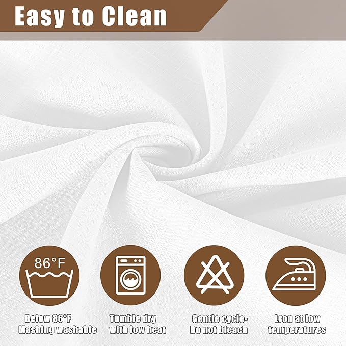 Fitable Faux Linen Tablecloths Rectangle 60 x 102 Inch - 2 Pack Textured Table Clothes for 6 Foot Tables, White Faux Burlap Kitchen Table Covers for Wedding, Party, Farmhouse, Banquet, Dining