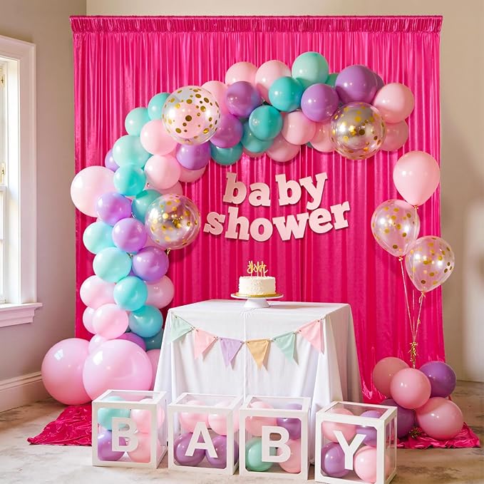 20x10ft Shimmer Hot Pink Sequin Backdrop Curtain for Parties, Thick Wrinkle Free Glitter Fuchsia Photo Backdrop Drapes Curtains for Birthday Wedding Halloween Photography Background-4 Panels 5x10ft