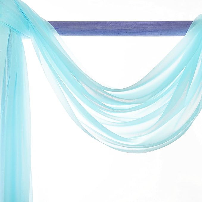 Backdrop Drape Fabric, Teal Sheer Chiffon, 30 in x 40 ft for Wedding Arch