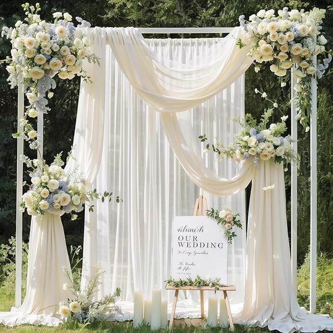 MDS Halloween Chiffon Draping Fabric - 1 Panel, 30" Wide x 100ft Long - Sheer Spooky Arbor & Canopy Drapery for Haunted House Backdrops, Party Ceilings, DIY Costumes & Themed Events - Ivory