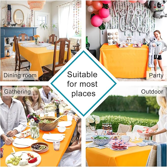 Hiasan Tablecloth for Rectangle Tables - Waterproof and Spillproof Washable Fabric Table Cloth for Dining Room Kitchen Party, 60 x 120 Inch, Orange Yellow