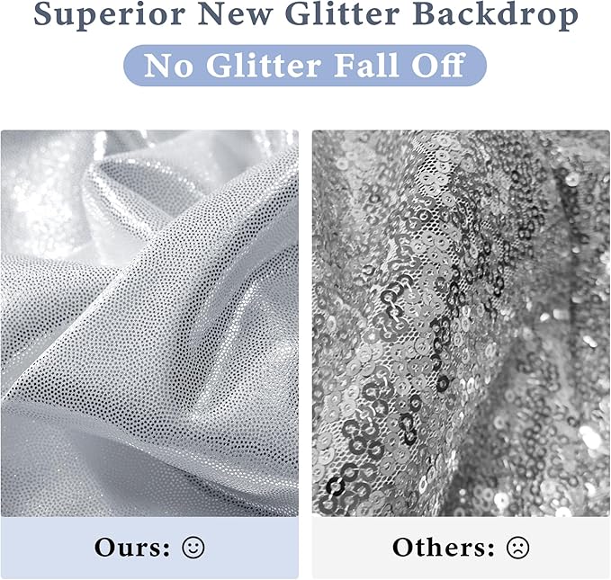 Outpain Thick 30 ft x 10 ft Silver Sequin Backdrop Curtain for Parties, Wrinkle Free Glitter Photo Backdrop Drapes 6 Panels 5x10ft Silver Back Drop Cloth for Wedding Christmas Photography Background