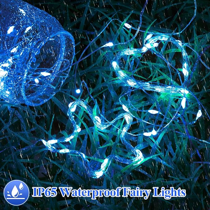 Lakumu 12 Pack Fairy Lights Battery Operated -7FT 20LED String Lights Silver Wire Firefly Starry Lights for DIY Christmas Decorations Mason Jar Wedding Party Centerpiece Table Decor, Blue