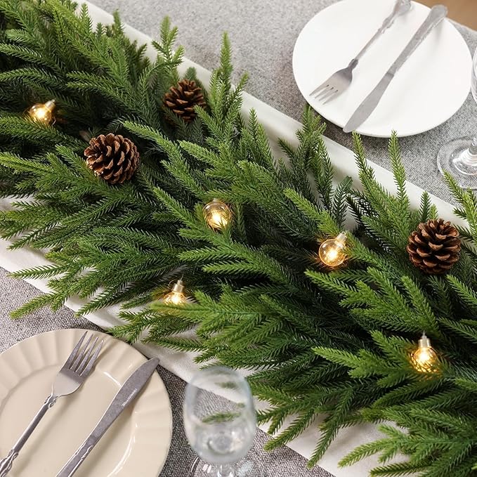 Garland - 9 Ft Green Artificial Norfolk Pine with Flexible Wire Frame