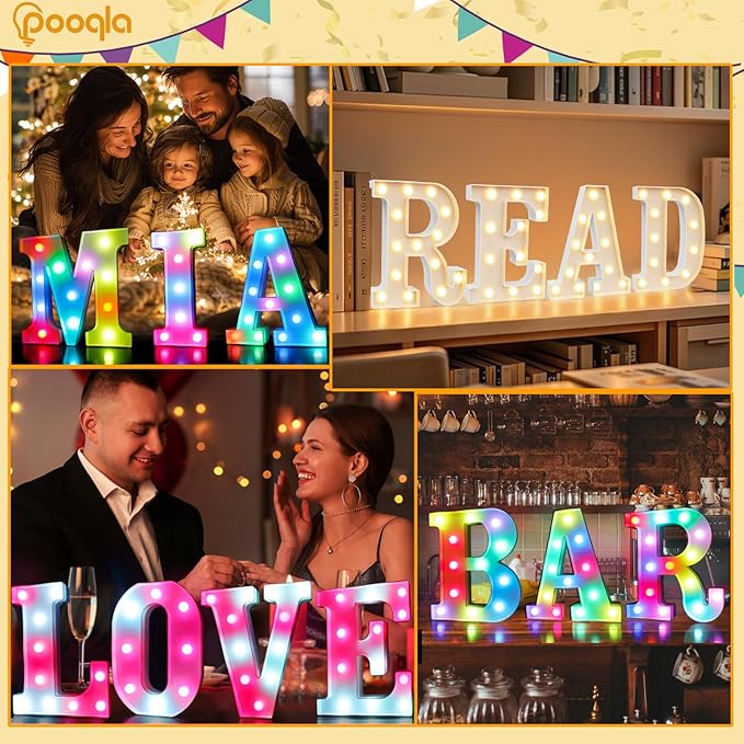 LED Light Up Letter Decorations with Remote, 9 Lighting Modes and 35 Colors