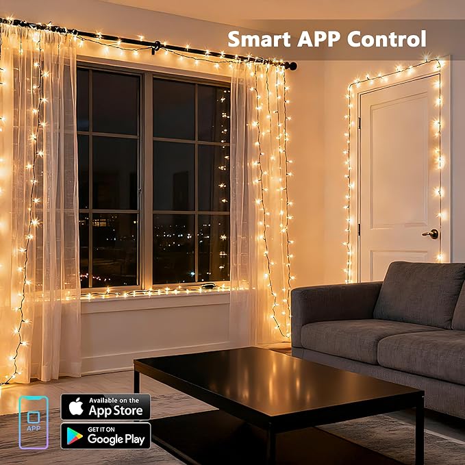 Indoor String Lights 65.61ft 200 LED Warm White WiFi Smart Lights