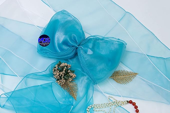 MDS Pack of 10 PCS Organza Chair Sashes Wider Dining Chair Bows Ribbon Tie Back for Wedding Party Birthday Bridal Shower Reception Event Banquet Home Chair Cover Decoration - Light Teal
