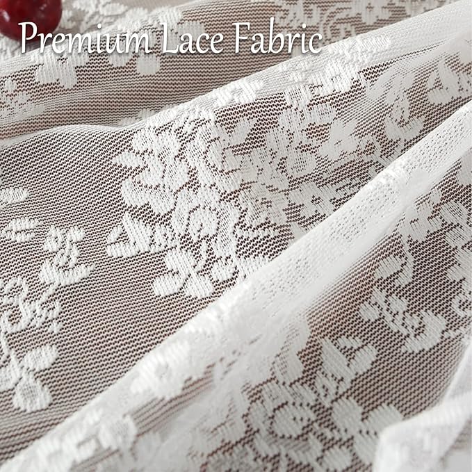 Jeloris Round Lace Tablecloth with Elegant Scalloped Bottom for Any Special Event Such as Wedding, Birthday Party, Baby Shower, Anniversary (48 inch, Style 1)