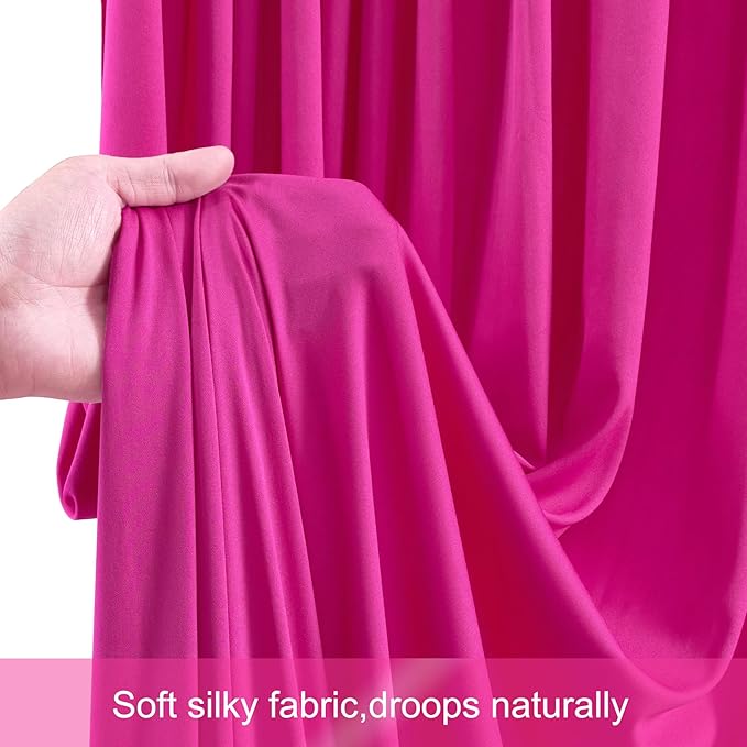 Hot Pink Backdrop Curtains, 10 Panels 5 x 12 ft Wrinkle-Free