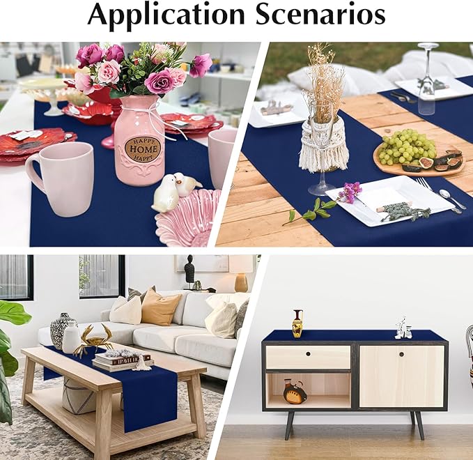2 Pack Navy Blue Small Short Table Runner 12 x 36 Inch Solid Color Runners Coffee Table Dresser for Daily Party Home Decoration