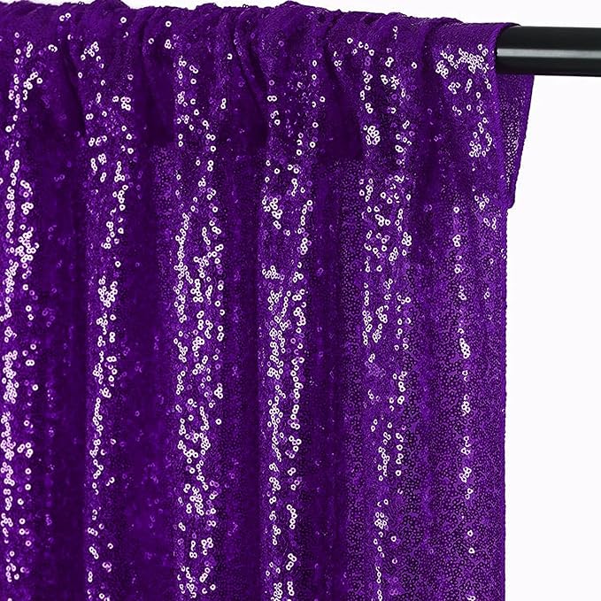 JYFLZQ Purple Sequin Backdrop Curtains 8ft x 8ft 1 Panel Glitter Photo Booth Backdrops Sparkly Photography Background Drapes for Parties Wedding Bridal Showers