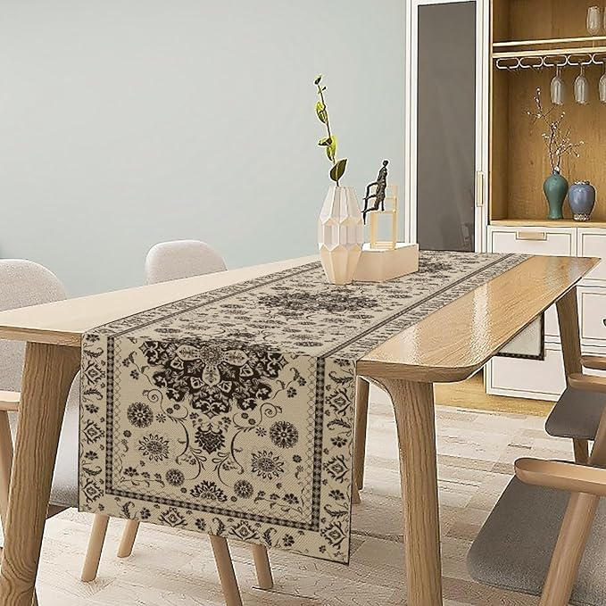 Boho Vintage Elegant Table Runner Farmhouse for Home Farmhouse Kitchen Table Dining Coffee Room Garden Party Wedding Decor 13x36in