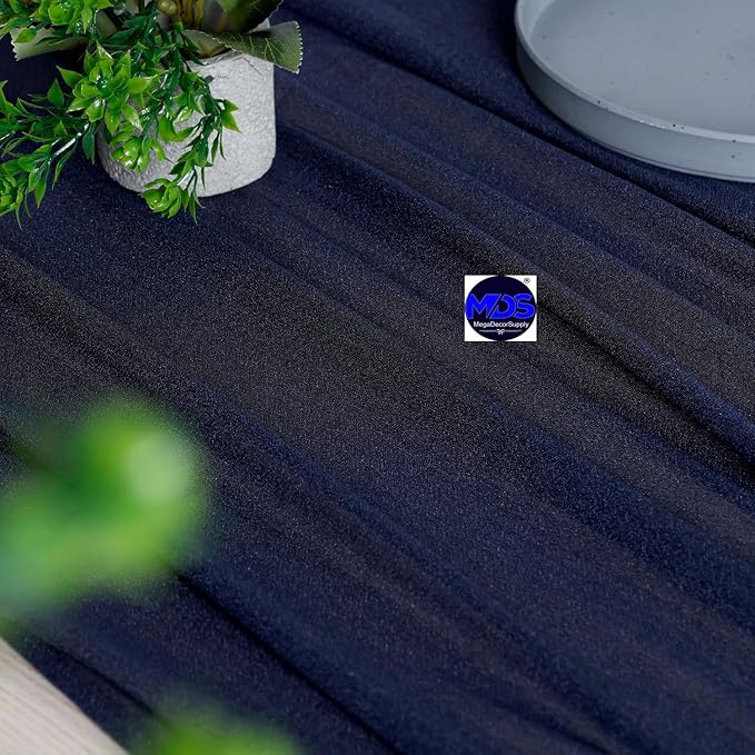 MDS Halloween Chiffon Table Runner - 25 Pack, 29 x 170 Inches, 14ft Each - Sheer Spooky Table Runners for Haunted House Parties, Trick-or-Treat Tables, Witchy Décor, Wedding & Events - Navy Blue