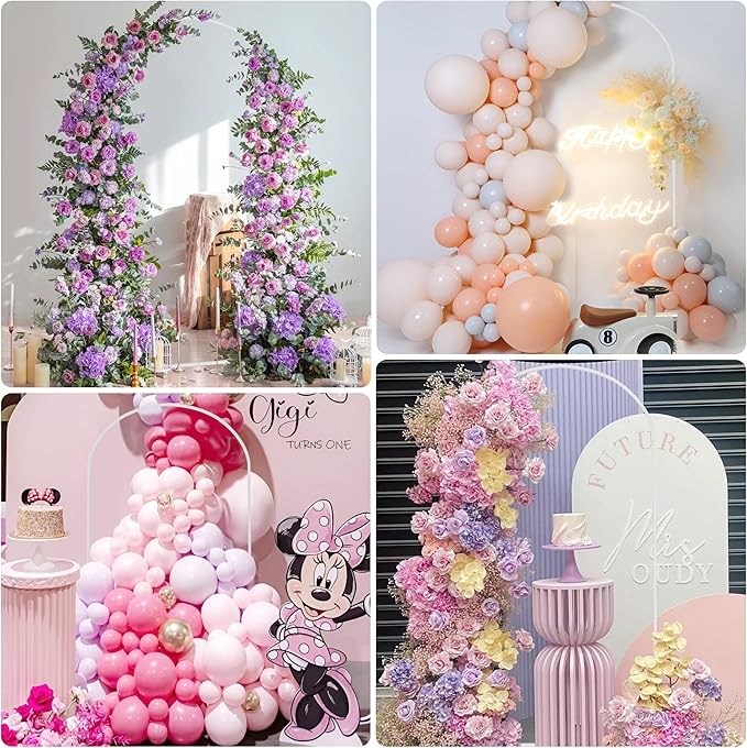 Metal Wedding Arch Backdrop Stand, 7.2 FT, White Glossy Finish