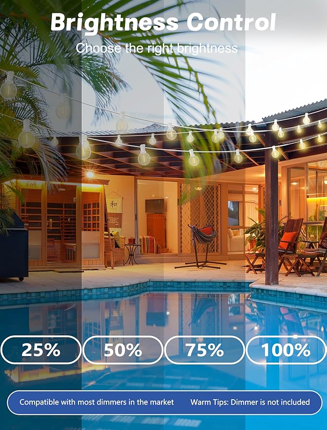 String Lights: 25-Foot G40 LED, Warm White, Outdoor Globe Style