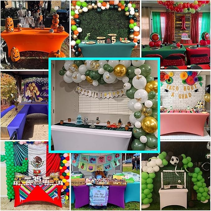 IVAPUPU 2 Pack 4FT Table Cloth for Rectangular Fitted Events Stretch Pink Table Covers Washable Cover Spandex Tablecloth Protector for Party, Wedding, Cocktail, Banquet, Festival
