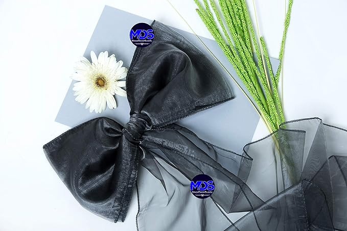 MDS Pack of 25 PCS Organza Chair Sashes Wider Dining Chair Bows Ribbon Tie Back for Wedding Party Birthday Bridal Shower Reception Event Banquet Home Chair Cover Decoration - Silver Gray