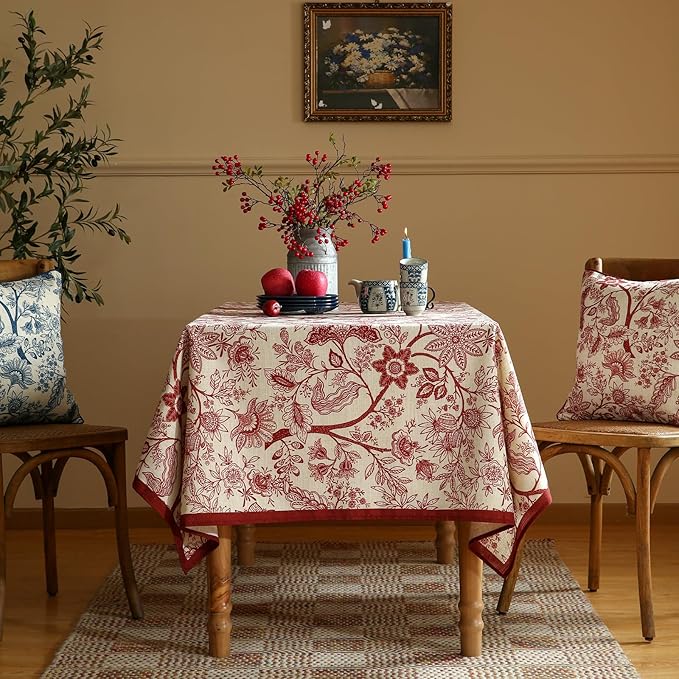 Tablecloth, 55 x 87 Inch Rectangular, Linen-Blend Polyester