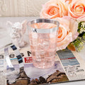 Party Cups, 12 Oz Clear Plastic with Silver Rim, 50 Count