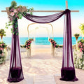 MDS Halloween Chiffon Draping Fabric - 1 Panel, 30" Wide x 100ft Long - Sheer Spooky Arbor & Canopy Drapery for Haunted House Backdrops, Party Ceilings, DIY Costumes & Themed Events - Eggplant