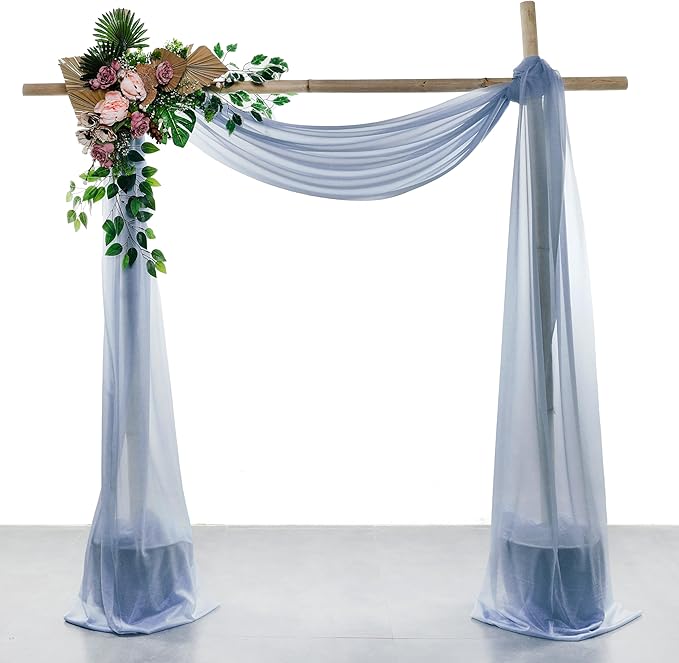 Backdrop Sheer Chiffon Fabric Panel 30 in x 40 ft Dusty Blue