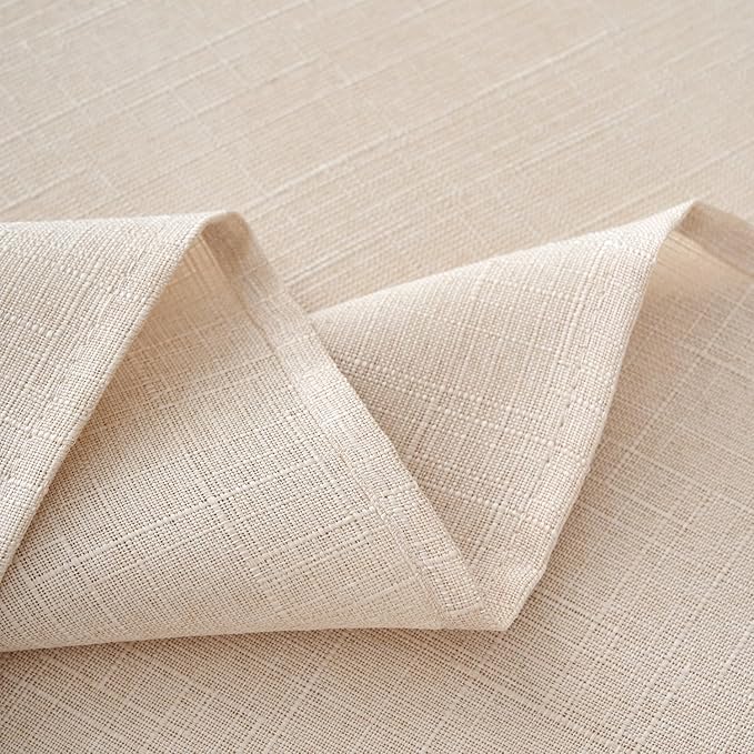 NLMUVW Linen Tablecloth for Rectangle Table 8ft - Textured Table Cloth Water Resistant Farmhouse Burlap for Kitchen Dining Café,Champagne, 54 x 102 Inch