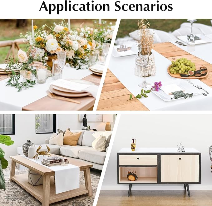 2 Pack White Small Short Table Runner 12 x 24 Inch Solid Color Runners Coffee Table Dresser for Daily Party Home Decoration
