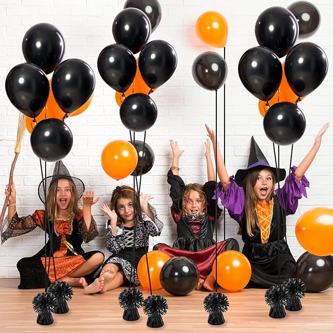 Balloon Weights 24 Pcs Black Metallic Round Anchors With Crimped Ribbon