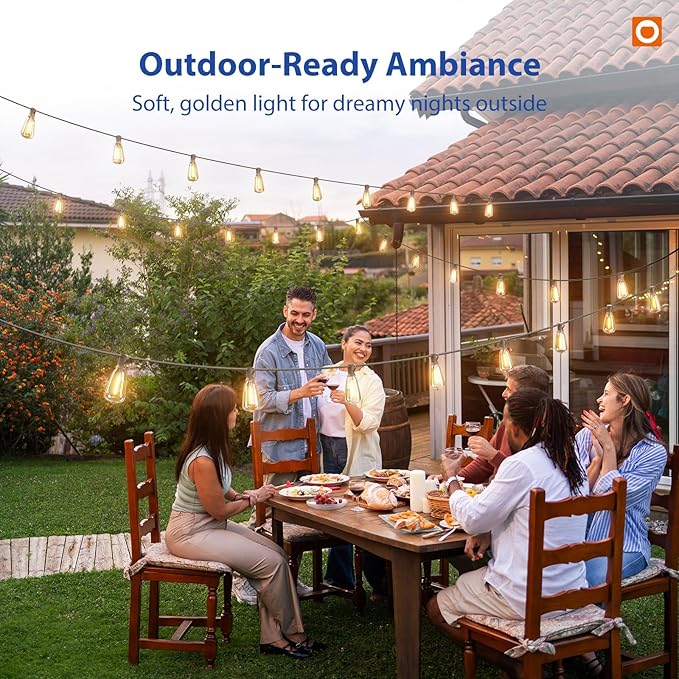 String Lights, 200 FT Warm Yellow LED, 64 Shatterproof Bulbs, IP65 Waterproof