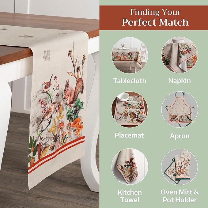 Maison d' Hermine Table Runner 100% Cotton Single Layer Table Runners 108 inches Long for Thanksgiving Christmas Decorations Home Kitchen Dining Party Wedding (Recolte, 14.5" x 108")