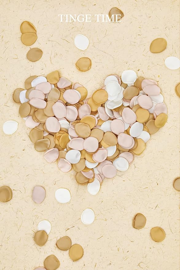 TINGE TIME 400pcs Silk Flower Petals for Wedding, Rose Petals for Decoration, Fake Flower Petals for Bridal Showers, Flower Girl Petals for Anniversaries and Parties (Champange Golden & Beige)