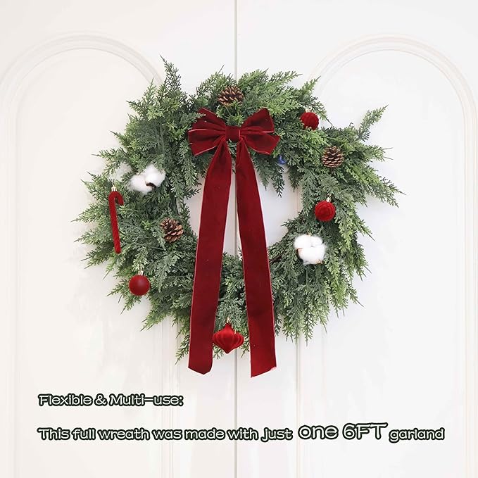 Garland Artificial Cedar, 2 Pieces 6 Ft Green PE Christmas Decor