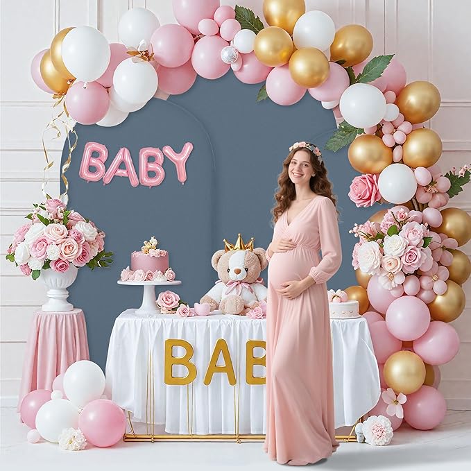 6.6FT Wedding Arch Covers Arch Backdrop Cover Arch Stand Covers Set Arch Cover Spandex Fabric Stretchy Backdrop for Wedding Birthday Party Decoration Baby Shower (Dusty Blue)