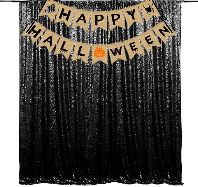 JYFLZQ Black Sequin Backdrop Curtains 4ft x 6.5ft 1 Panel Glitter Photo Booth Backdrops Sparkly Photography Background Drapes for Halloween Father's Day Graduation Birthday Parties