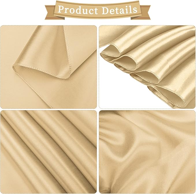 Dining Chair Sashes 60 Pack Champagne Satin 7 x 108 Inch Bows
