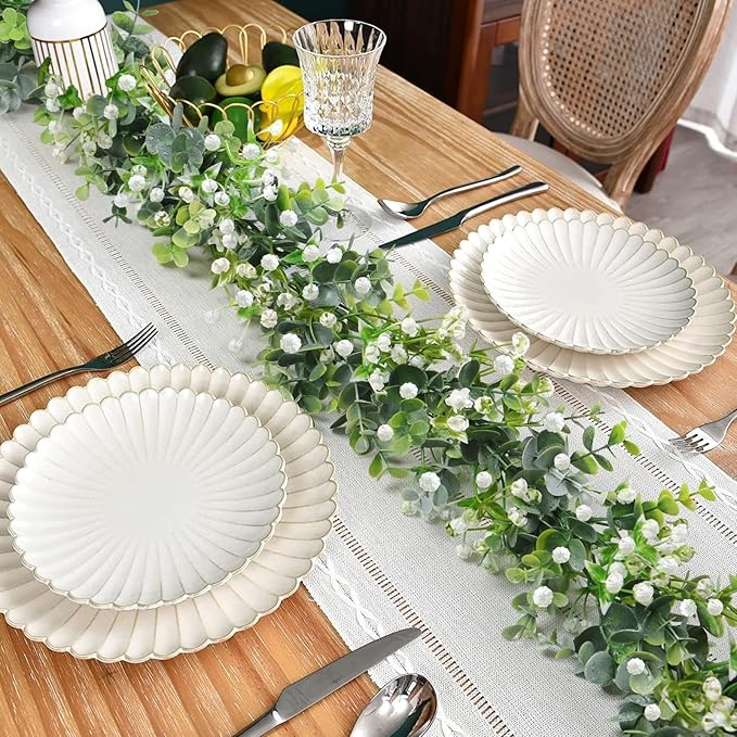 SOMYTING Artificial Eucalyptus Garland 2 Packs 6Ft Faux Eucalyptus Garlands Eucalyptus Leaves Table Greenery Garland Wreath Vines Artificial Vine Plants for Wedding Backdrop Arch Party Decor (2PCS)