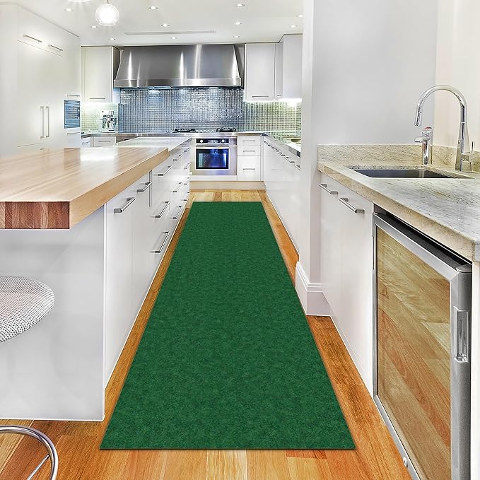 Ottomanson 2'7" x 10' Hallway Runner with Scraper Pile - Extra Durable Non-Slip Rug Mat for Indoor & Outdoor Use - Ideal for Kitchen, Entryway & Garage - High-Traffic Carpet, Green
