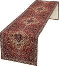 Boho Floral Vintage Table Runner, Paisley Retro Red Flower Rustic Country Farmhouse Abstract Pattern for Home Kitchen Table Decor Dining Coffee Room Party Decor 13x72in