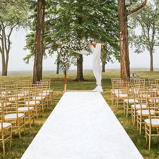 Aisle Runner White Velvet 4 ft x 25 ft with Carpet Tape