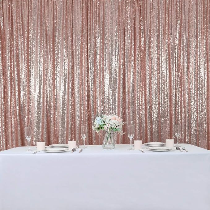 Sequin Mesh Photo Backdrop Panels in Rose Gold, 2 x 8 Ft, Pack of 4