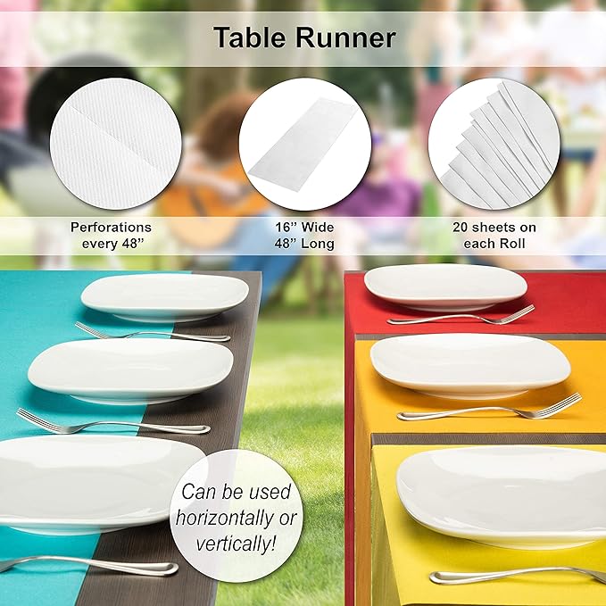 American Homestead Paper Table Runner Roll - 78 ft. Disposable Linen-Like Table Cover Roll - 20 Perforated Table Runners (16" x 48") for Parties, Weddings, and Events - Terracotta
