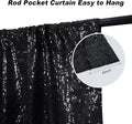 Black Sequin Backdrop 10ft x 10ft, Satin-Backed Photo Booth Curtain