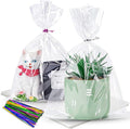 LOKIQNG Cellophane Bags Plastic Gift Bag Clear Cookie Treat Bags with Twist Ties for Party Favor Bag(100PACK, 8x11inch)
