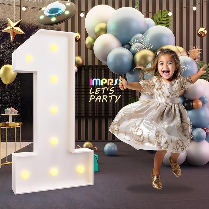 Party Supplies 3 FT Light Up Marquee Number Set, Foam Board with Bulb String
