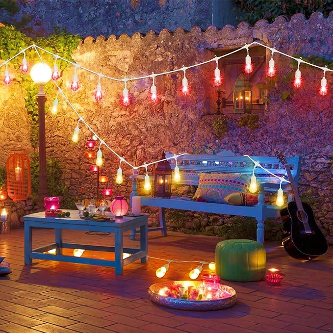 String Lights, 96 Ft Outdoor Patio, 8 Colors with Remote Control