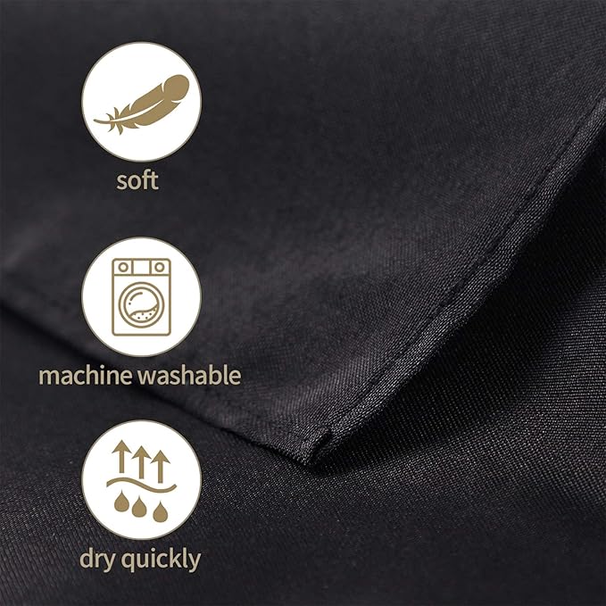 Ascoza 2pack 120 Inch Black Round Tablecloth in Polyester Fabric for Wedding/Banquet/Restaurant/Parties