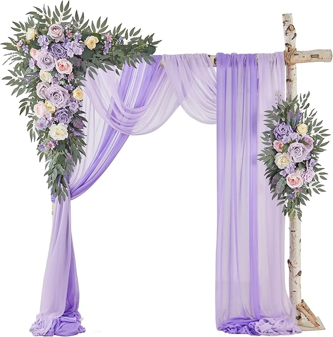Artificial Flowers Kit for Wedding Arch, Lilac Silk Roses, 2 Pieces